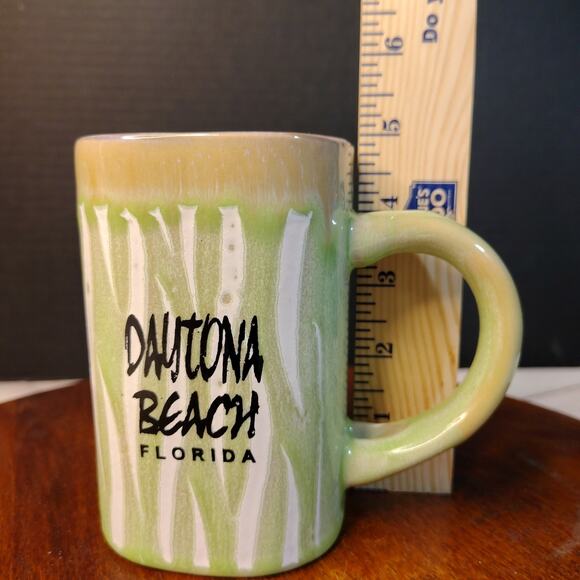 Daytona Beach Florida Ceramic Coffee Mug‎ from My Cafe' Green White Taupe 16 oz - Picture 9 of 9